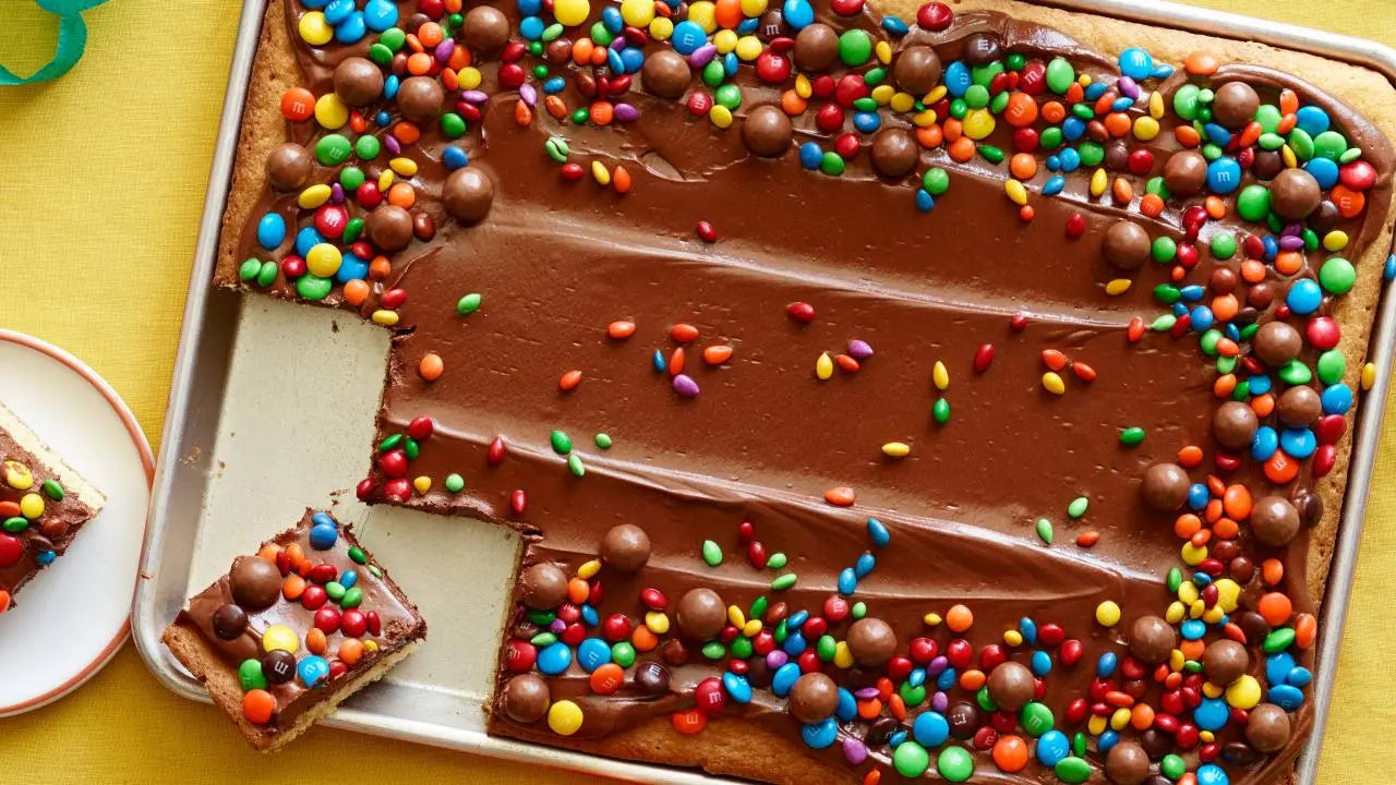 M&M Chocolate Sheet Cake