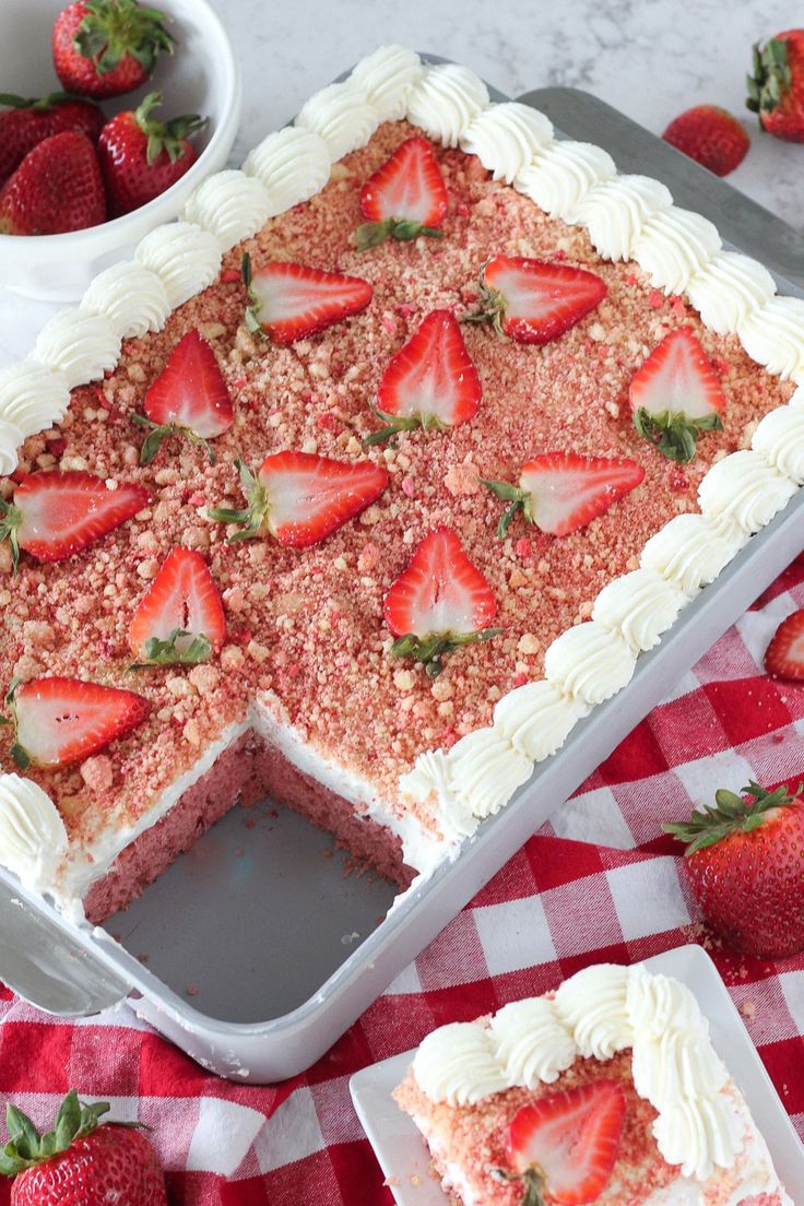Strawberry Crunch  Sheet Cake