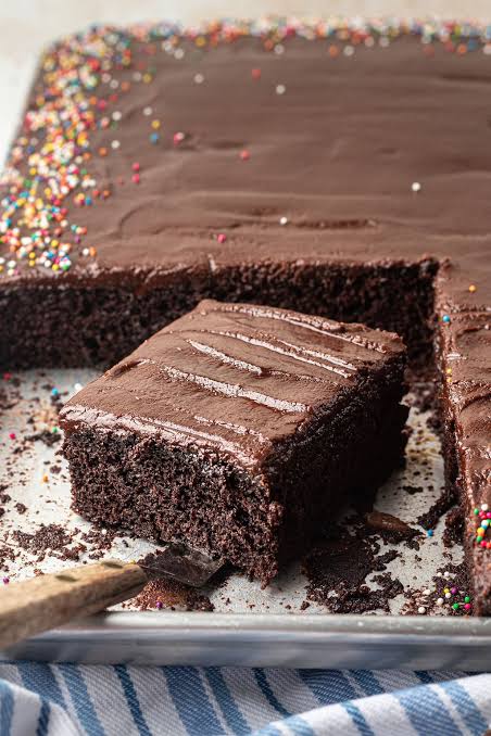 Chocolate Sheet Cake W/ Sprinkles